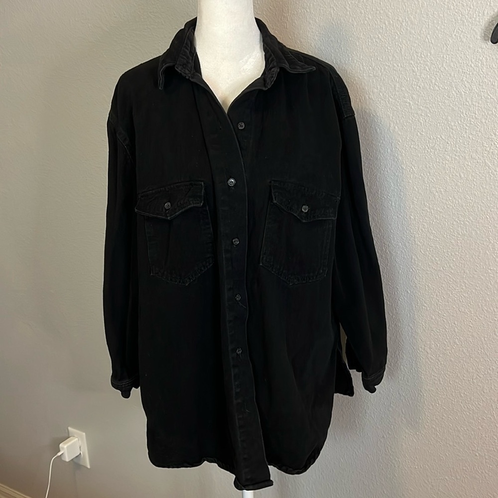 Princess Polly Neve Shacket Button Down Top Black Size 0